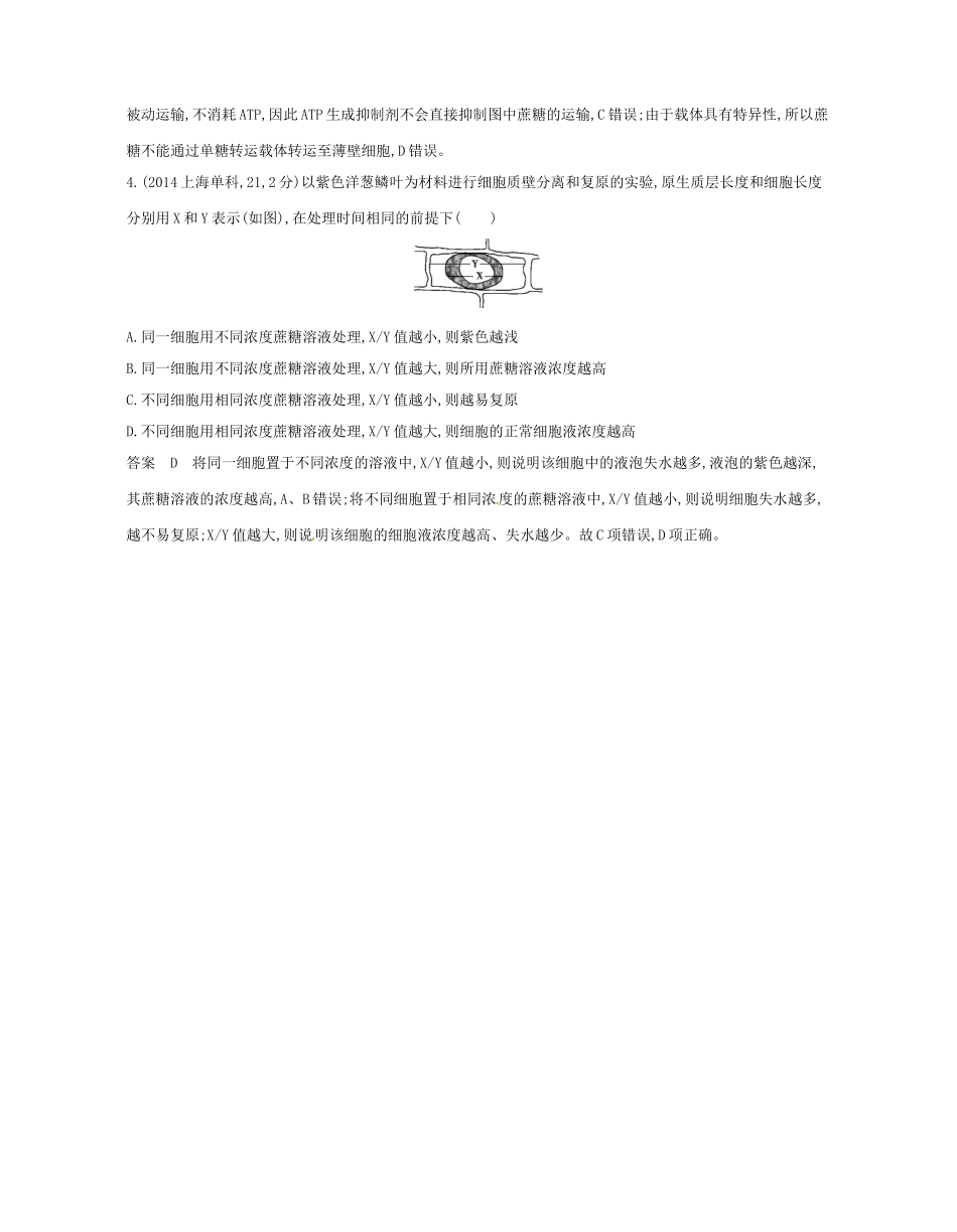 高考生物总复习 专题4 物质出入细胞的方式试题-人教版高三全册生物试题_第3页