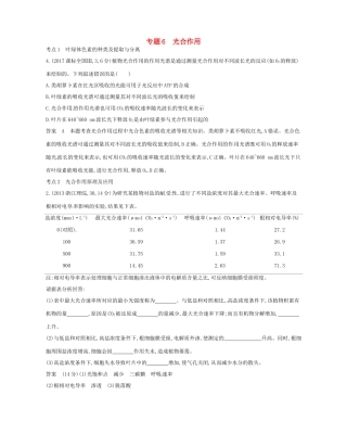 高考生物总复习 专题6 光合作用试题-人教版高三全册生物试题