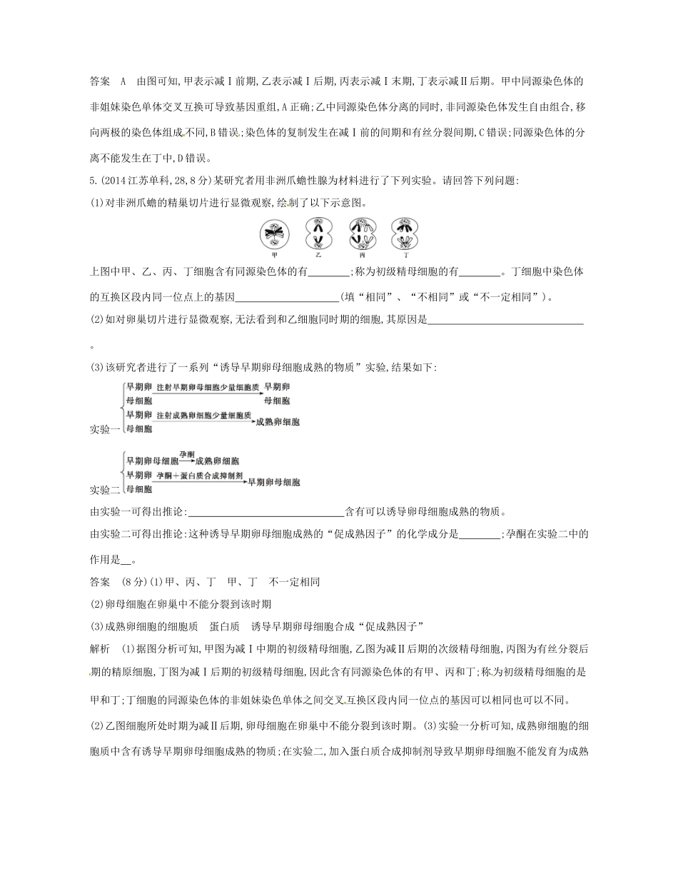 高考生物总复习 专题9 减数分裂与受精作用试题-人教版高三全册生物试题_第2页