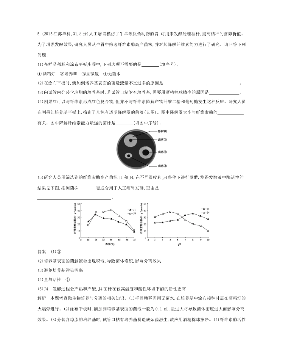 高考生物总复习 专题25 微生物的利用试题-人教版高三全册生物试题_第2页