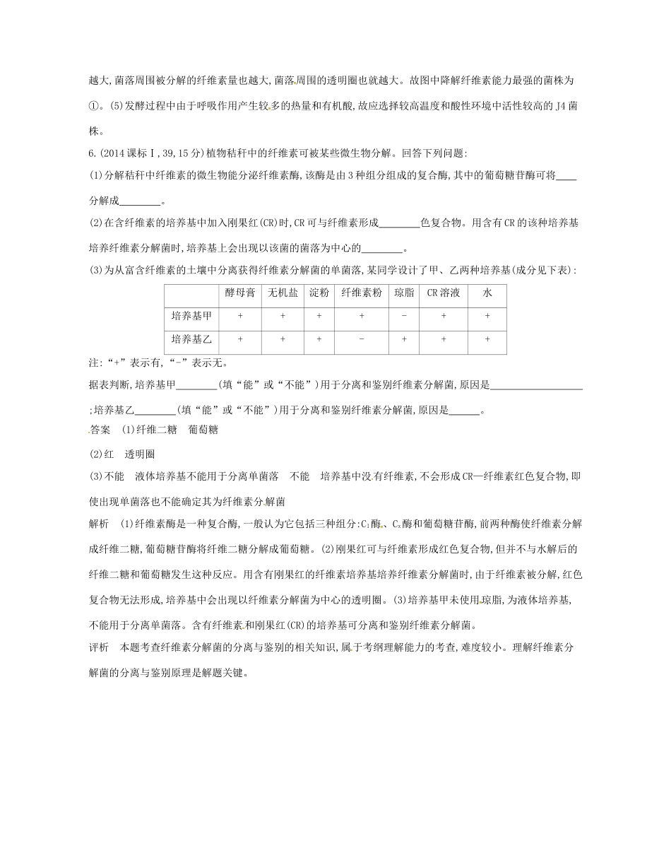 高考生物总复习 专题25 微生物的利用试题-人教版高三全册生物试题_第3页