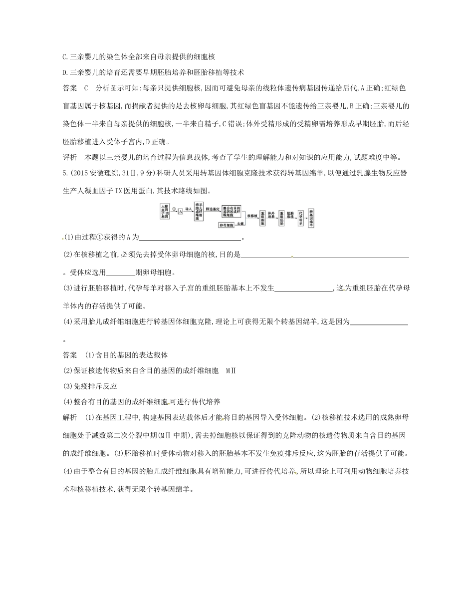 高考生物总复习 专题30 克隆技术试题-人教版高三全册生物试题_第2页