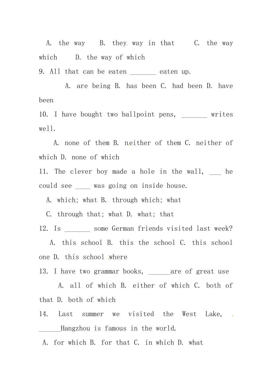 （三轮秒杀）最新高考英语 考点闯关（二十三)定语从句（限制性、非限制性，侧重句子成分分析）_第2页