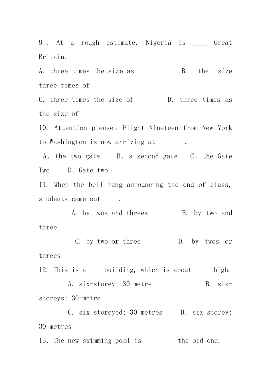 （三轮秒杀）最新高考英语 考点闯关（七）数词_第3页