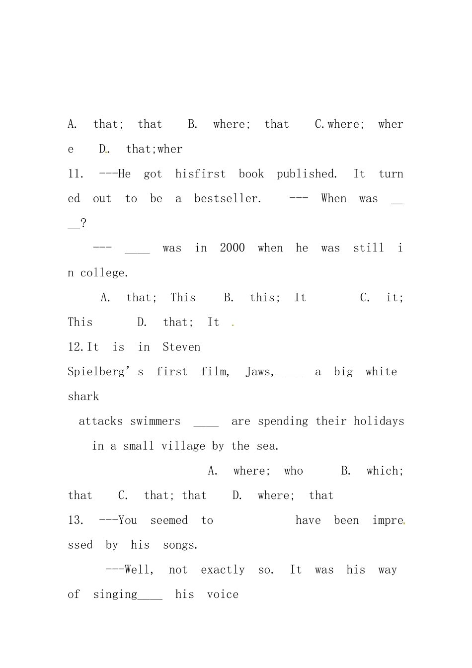 （三轮秒杀）最新高考英语 考点闯关（三十三） 强调句_第3页