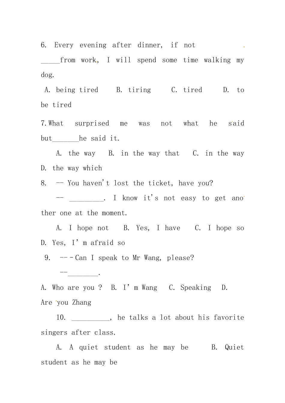 （三轮秒杀）最新高考英语 考点闯关（三十五）省略句_第2页