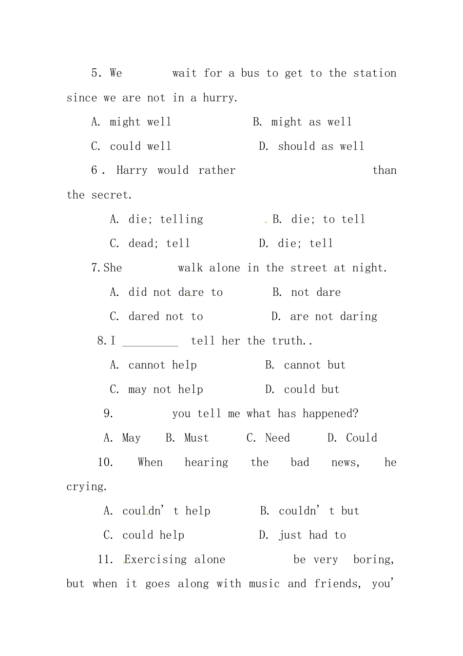 （三轮秒杀）最新高考英语 考点闯关（十一） 情态动词（基本用法辨析）_第2页