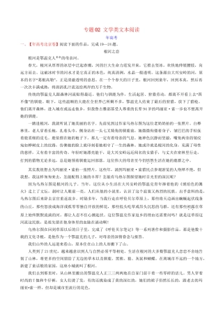 （三年高考）高考语文试题分项版解析 专题02 文学类文本阅读（含解析）-人教版高三全册语文试题