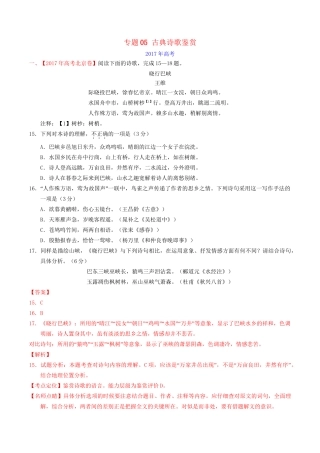 （三年高考）高考语文试题分项版解析 专题05 古典诗歌鉴赏（含解析）-人教版高三全册语文试题