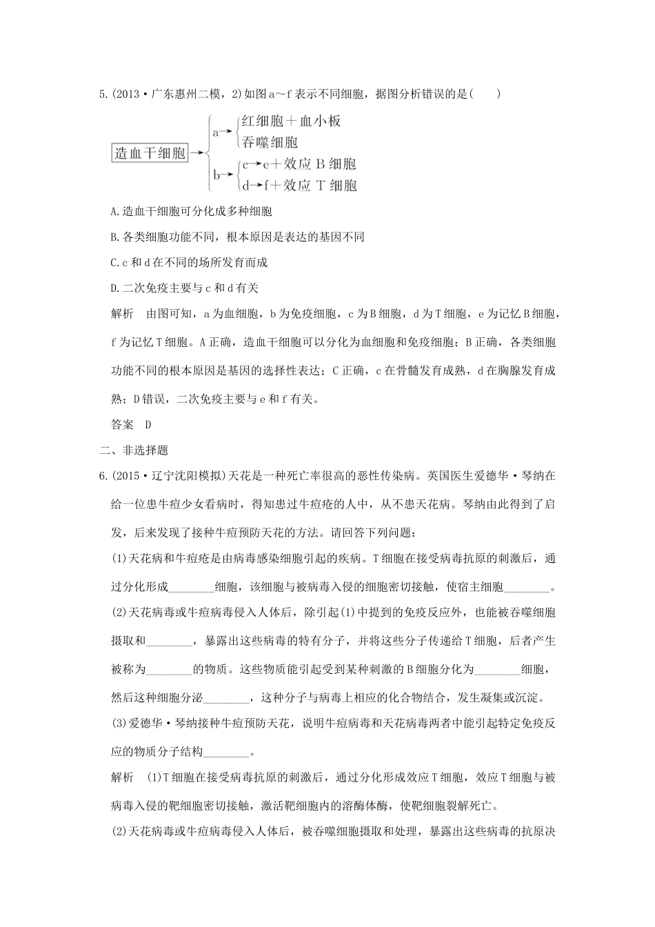 （三年模拟精选）高考生物 第七单元 专题十七 免疫调节（全国通用）试题_第3页