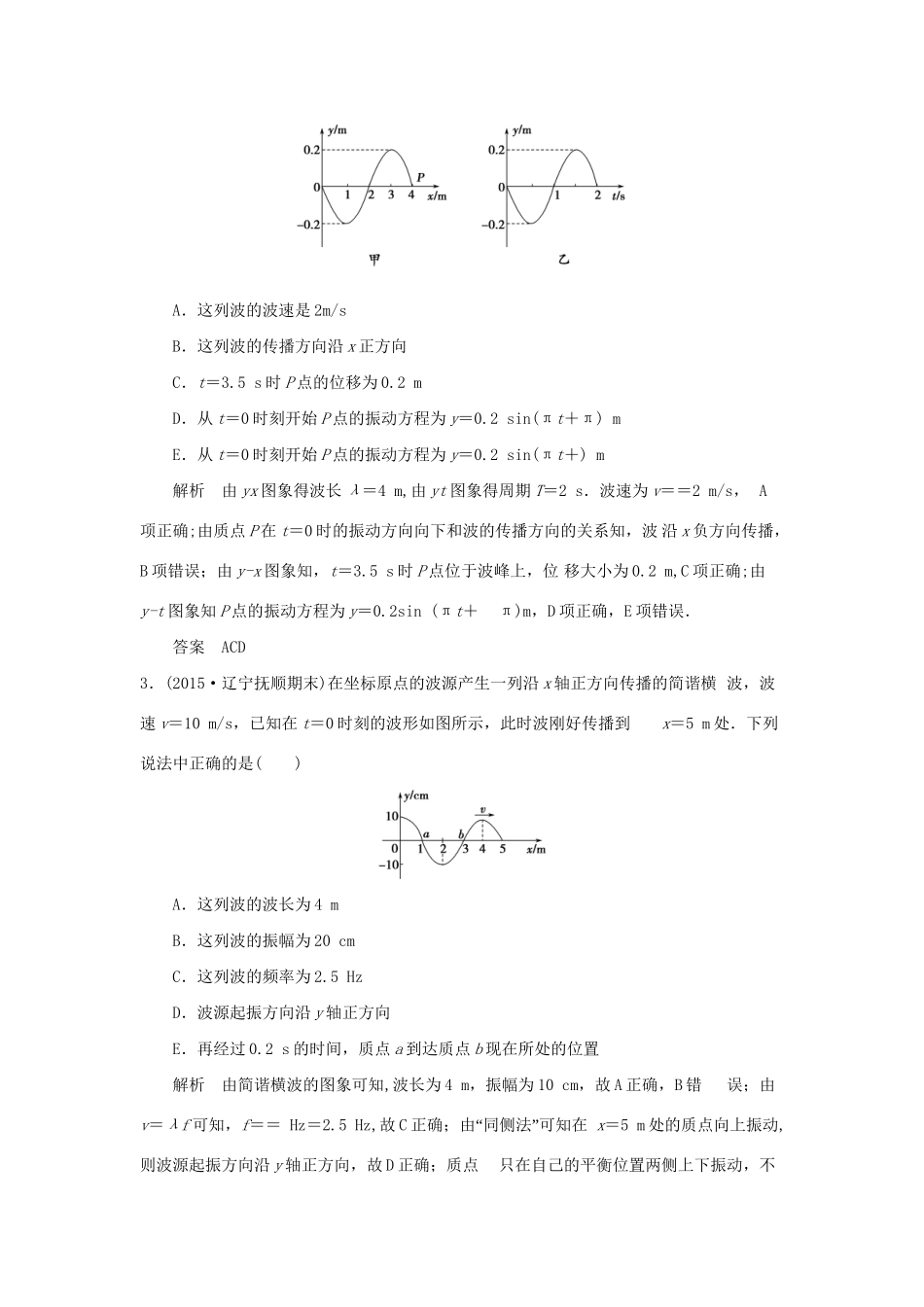 （三年模拟精选）高考物理 专题十四 机械振动与机械波（全国通用）试题_第2页