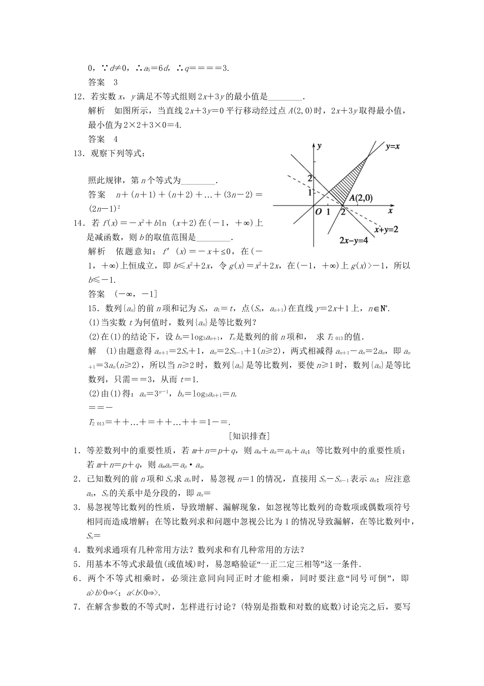 高考数学二轮复习简易通 数列、不等式、推理与证明  倒数第7天 理科_第3页
