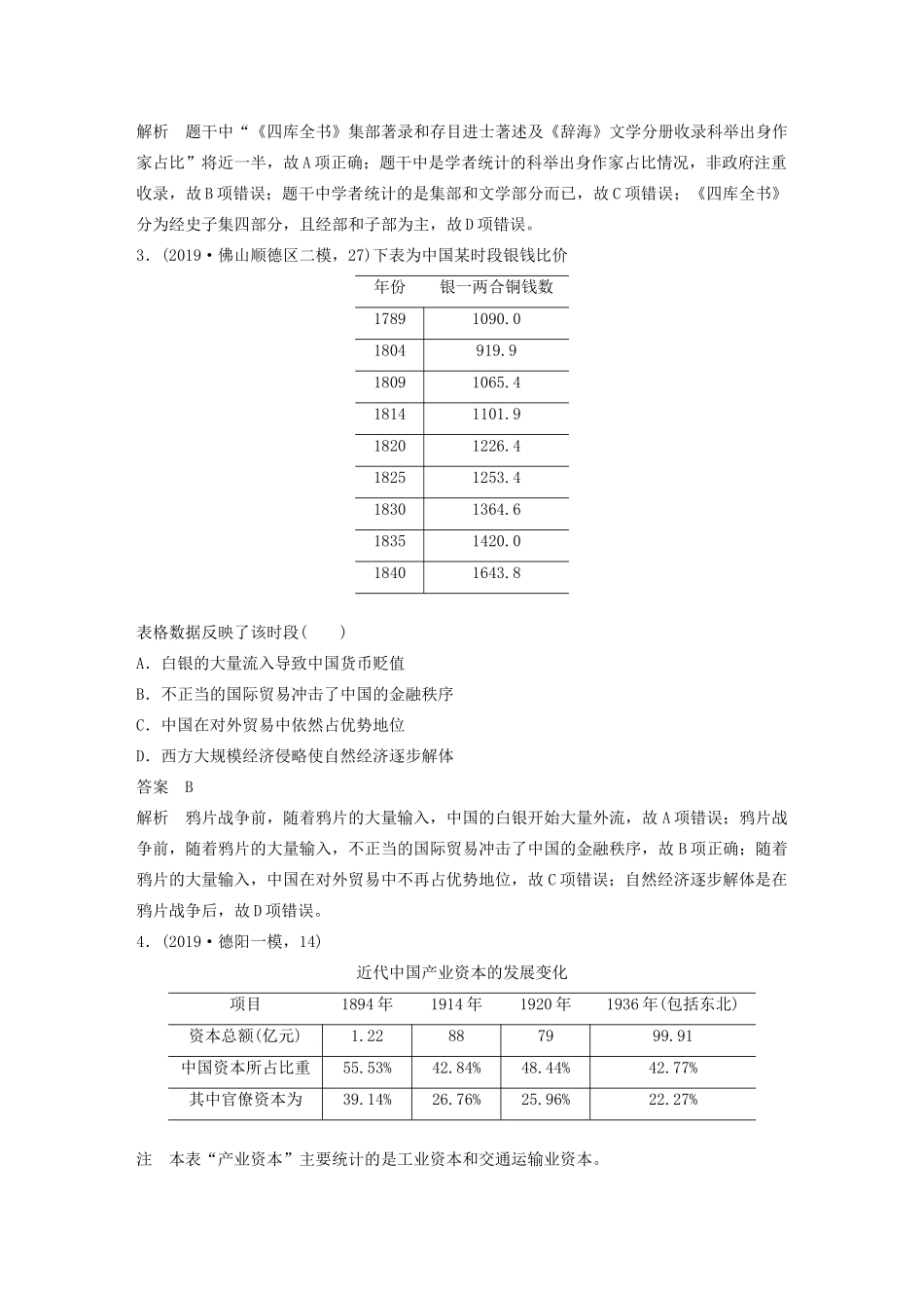 高考历史大二轮复习 题型归类练 小题满分练 训练4 数据图表、漫画类选择题试题_第2页