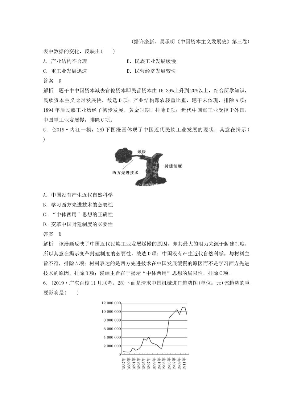 高考历史大二轮复习 题型归类练 小题满分练 训练4 数据图表、漫画类选择题试题_第3页