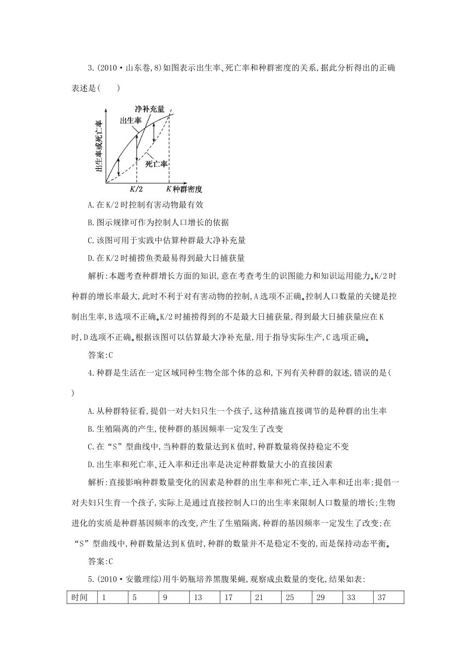 高考生物三轮考前重点专题突破 生态因素种群和群落试题_第2页