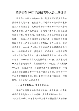 董事长在2022年总结表彰大会上的讲话