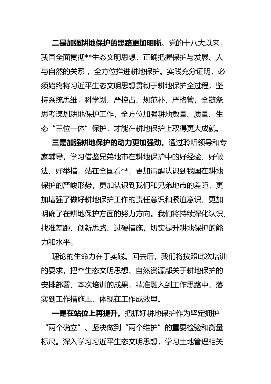 耕地保护培训会市长培训表态_第2页