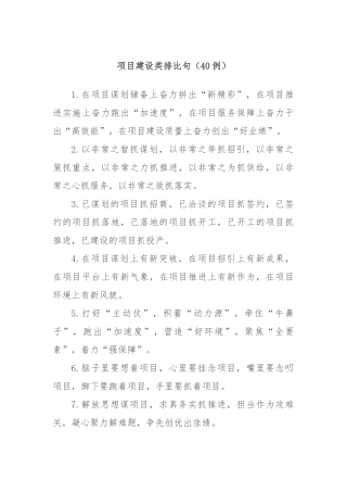 (40例)项目建设类排比句