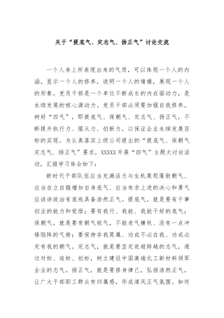 “提底气、定志气、扬正气”讨论交流
