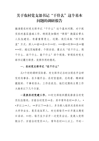 关于农村党支部书记“干什么”这个基本问题的调研报告