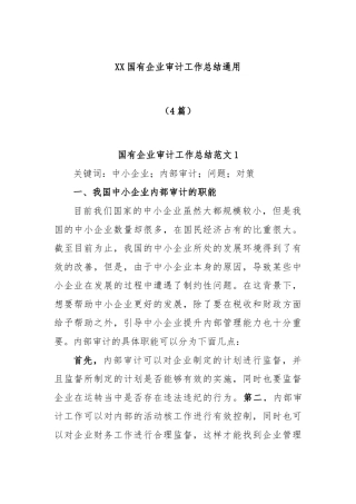 (4篇)国有企业审计工作总结通用