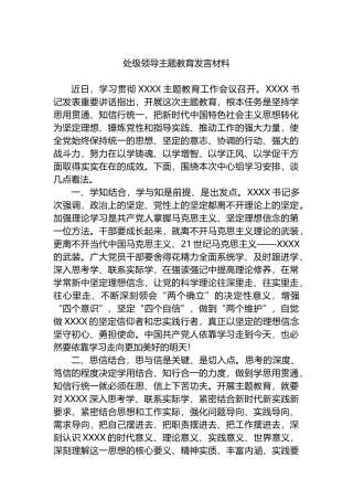 处级领导主题教育发言材料