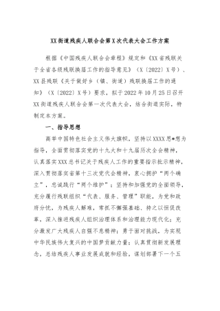 街道残疾人联合会第次代表大会工作方案