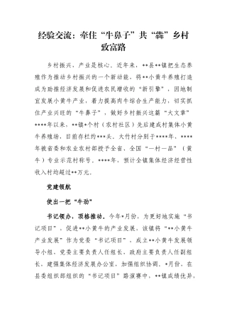 经验交流：牵住“牛鼻子”共“犇”乡村致富路