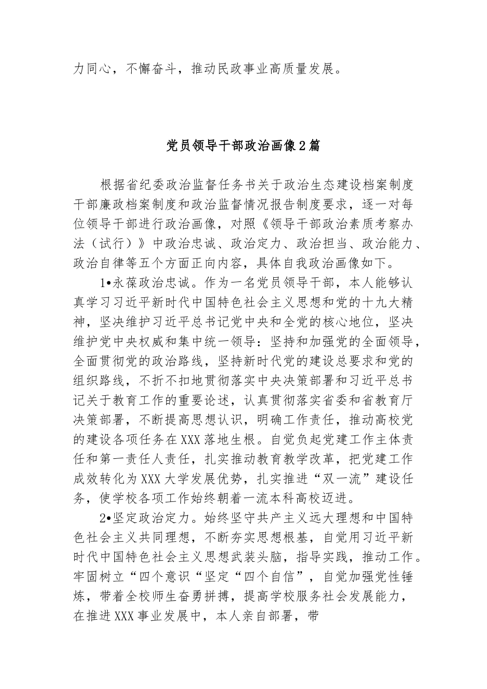 局党组书记局长党员领导干部个人政治画像报告._第2页