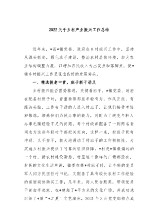 2022关于乡村产业振兴工作总结