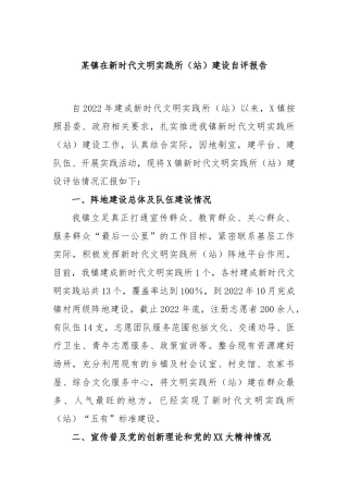 某镇在新时代文明实践所（站）建设自评报告