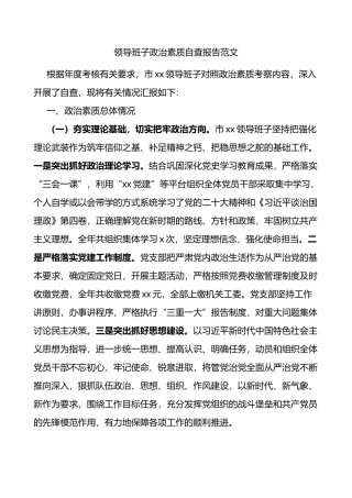 领导班子政治素质自查报告范文存在问题整改措施