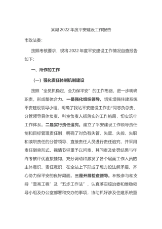 某局2022年度平安建设工作报告
