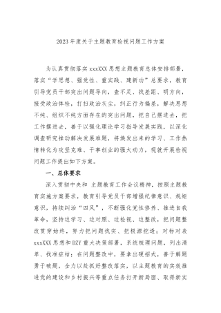 2023年度主题教育检视问题工作方案