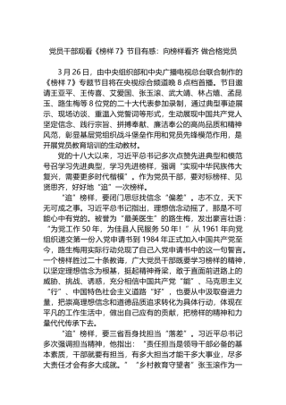 党员干部观看《榜样7》节目有感：向榜样看齐+做合格党员