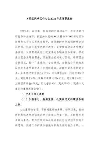 党组织书记个人在2022年度述职报告