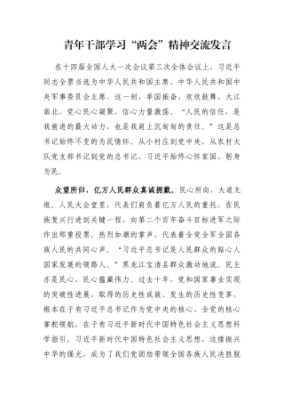 青年干部学习“两会”精神交流发言