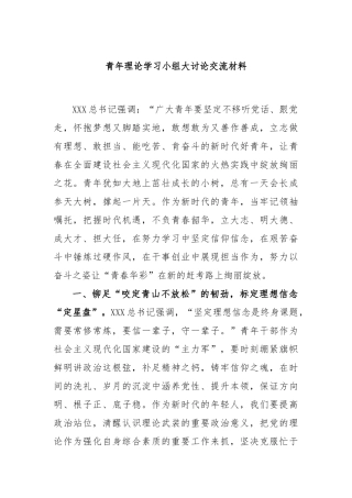 青年理论学习小组大讨论交流材料