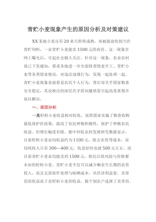 青贮小麦现象产生的原因分析及对策建议