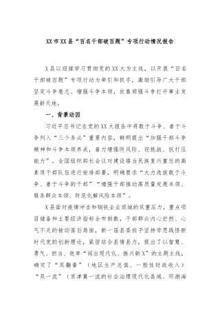 市县“百名干部破百题”专项行动情况报告