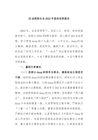法院院长在2022年度的述职报告