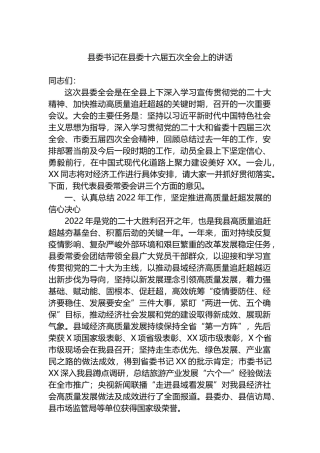 县委书记在2023年县委十六届五次全会上的讲话