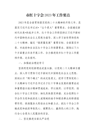 市红十字会2023年工作要点