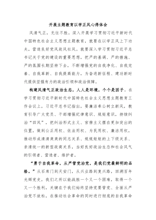 开展主题教育以学正风心得体会