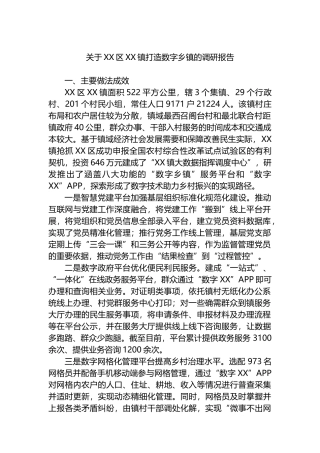 关于XX区XX镇打造数字乡镇的调研报告