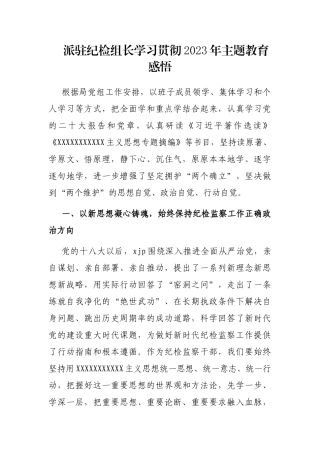 派驻纪检组长学习贯彻2023年主题教育感悟