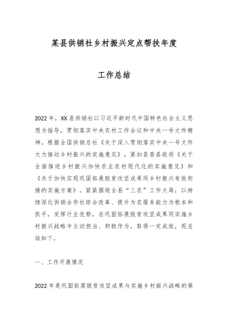 县供销社乡村振兴定点帮扶年度工作总结