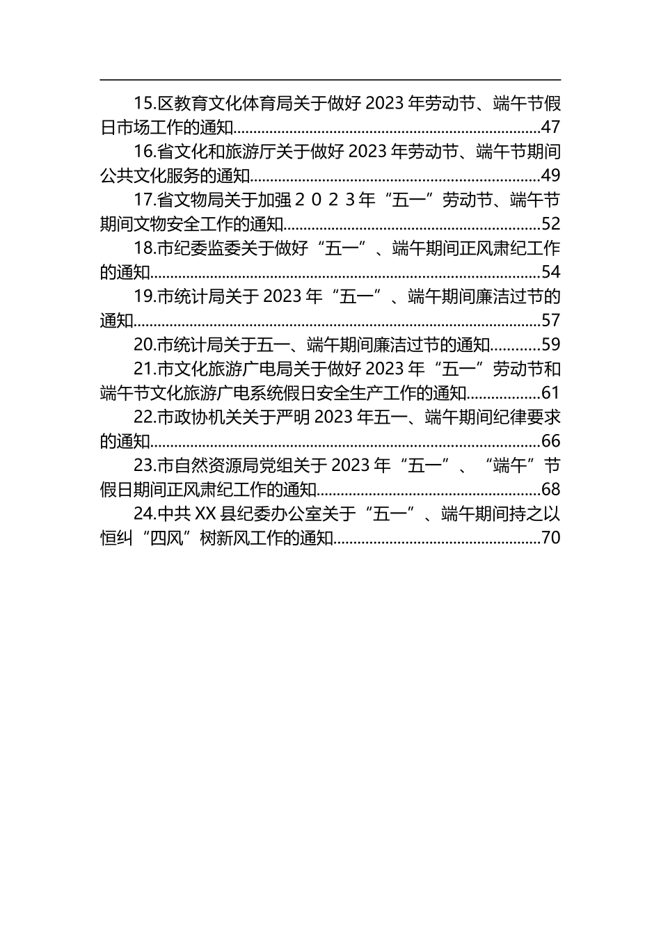 2023年劳动节、端午节期间的各项工作通知汇编（24篇）_第2页