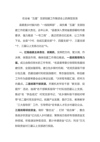 在全省“五星”支部创建工作推进会上的典型发言