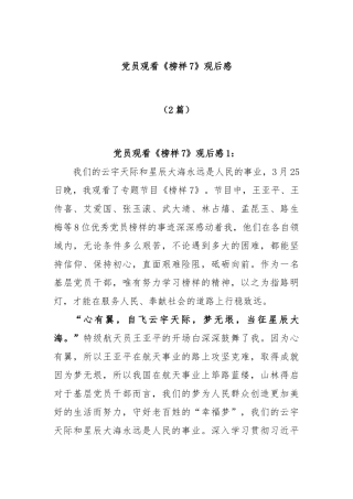 (2篇)党员观看《榜样7》观后感